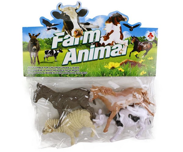 Farm Animal: Hevonen, Aasi, Lammas ja Lehmä, 12cm